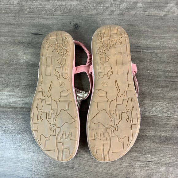 Socosands Womens Sandals Size 8 EUR 39 Orange Comfort Slip On Padded New T Strap - Picture 10 of 10